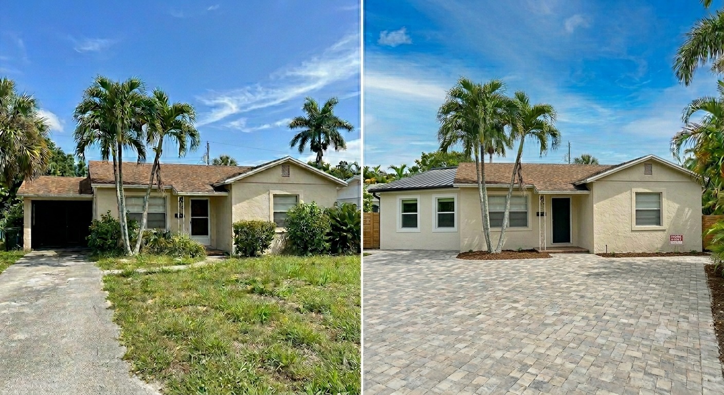 Backyard ADU — before and after transformation